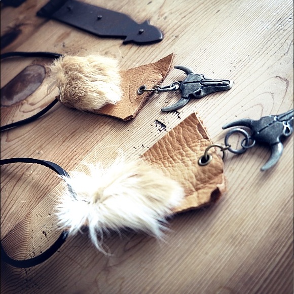 upcycled Jewelry - //RESERVED// Upcycled rabbit hide/leather necklace